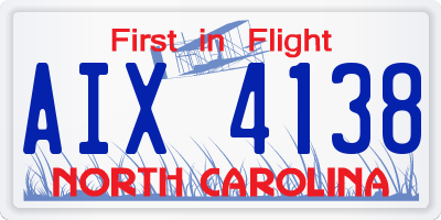 NC license plate AIX4138
