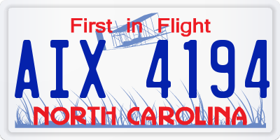 NC license plate AIX4194