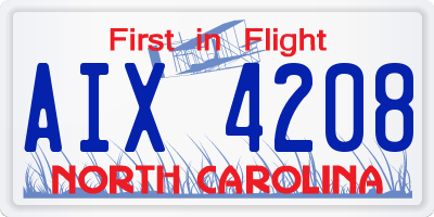 NC license plate AIX4208