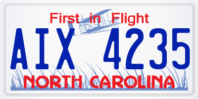 NC license plate AIX4235
