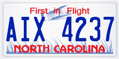 NC license plate AIX4237