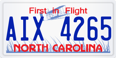 NC license plate AIX4265