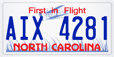 NC license plate AIX4281