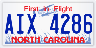 NC license plate AIX4286