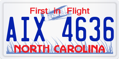 NC license plate AIX4636