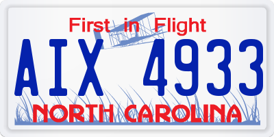 NC license plate AIX4933