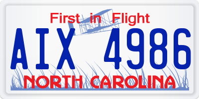 NC license plate AIX4986