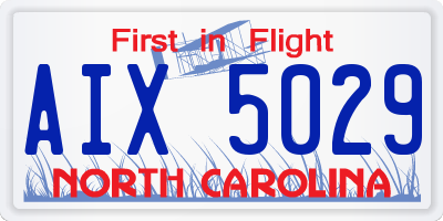 NC license plate AIX5029