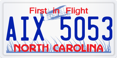 NC license plate AIX5053