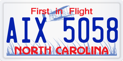 NC license plate AIX5058