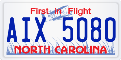 NC license plate AIX5080