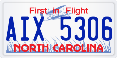 NC license plate AIX5306