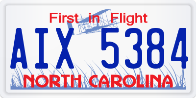 NC license plate AIX5384