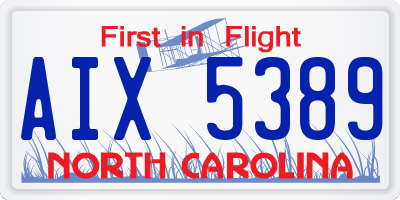 NC license plate AIX5389
