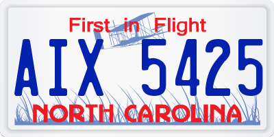NC license plate AIX5425