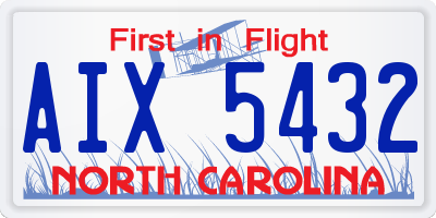 NC license plate AIX5432