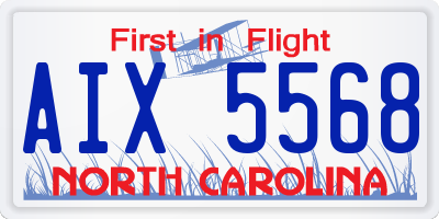 NC license plate AIX5568