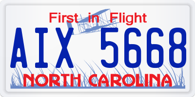 NC license plate AIX5668