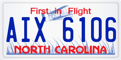NC license plate AIX6106