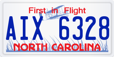 NC license plate AIX6328