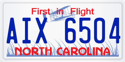 NC license plate AIX6504