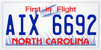 NC license plate AIX6692
