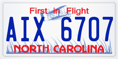 NC license plate AIX6707