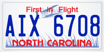 NC license plate AIX6708