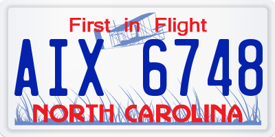 NC license plate AIX6748