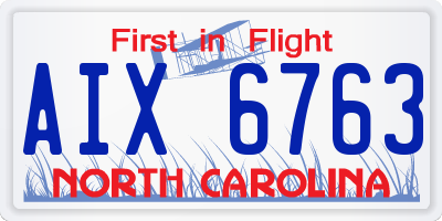 NC license plate AIX6763
