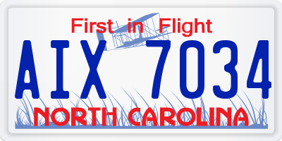 NC license plate AIX7034