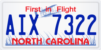 NC license plate AIX7322