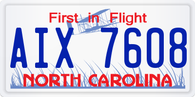 NC license plate AIX7608