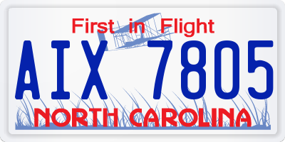 NC license plate AIX7805