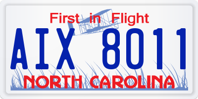 NC license plate AIX8011