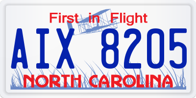 NC license plate AIX8205