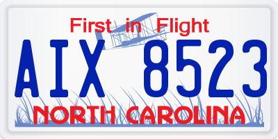 NC license plate AIX8523