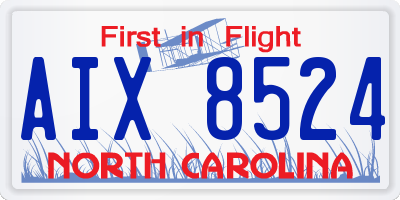 NC license plate AIX8524