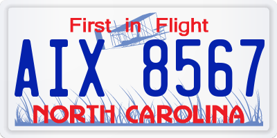 NC license plate AIX8567