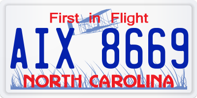 NC license plate AIX8669