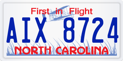 NC license plate AIX8724