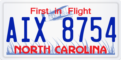 NC license plate AIX8754