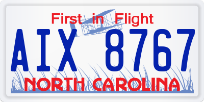 NC license plate AIX8767