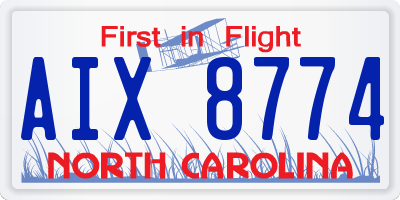 NC license plate AIX8774
