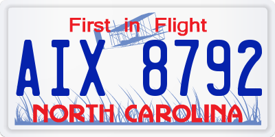 NC license plate AIX8792