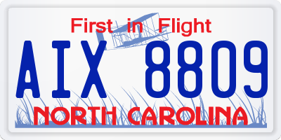 NC license plate AIX8809