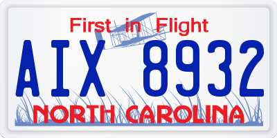 NC license plate AIX8932