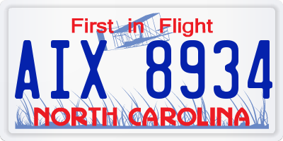 NC license plate AIX8934