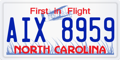 NC license plate AIX8959