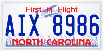 NC license plate AIX8986